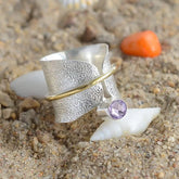 Ring Irregular Frosted Inlaid Watercolor Gem Ring