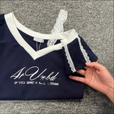 American Hot Girl V-neck Short-sleeved T-shirt Female Summer Advanced