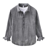 Casual Crinkled Linen Pullover Shirt