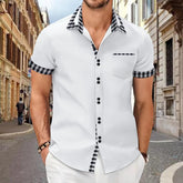 Men's casual shirt with pockets and contrasting stitching on top