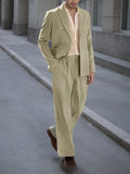 Men's Light Green Double - Breasted Blazer & Wide - Leg Pants Set