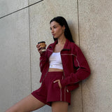 Elastic Shorts Striped Design Two-piece Set