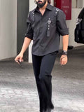 Men's Black Utility - Style Button - Up Shirt