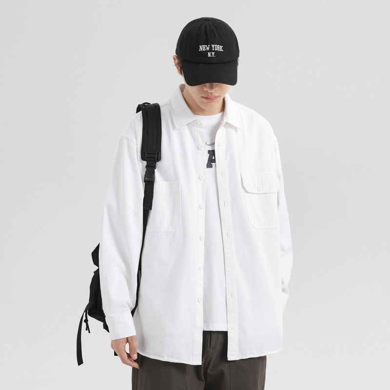 Oxford Cotton Hong Kong Style Double Pocket Trendy Loose Casual Men's Shirt Oxford Cotton Hong Kong Style Double Pocket Trendy Loose Casual Men's Shirt