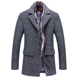 Autumn Winter Men's Wool Coat Fashion Polo Collar Cotton Scarf