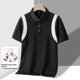 Men's Full Cotton Thin Section Business Lapel Short-sleeved T-shirt