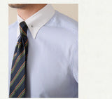 Italian striped business shirt with long sleeves and hole collar, no ironing required