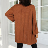 Autumn New Knitted Solid Color Plus Size Cardigan V-neck Twist Lantern Sleeve Coat For Women
