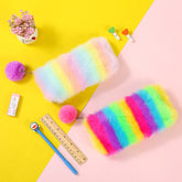 Rainbow plush stationery storage bag