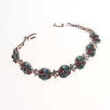 Women's Silver-plated Beautiful Flowers-shaped Diamond Bracelet
