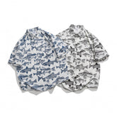 Летняя новая рубашка с коротким рукавом с принтом, мужская свободная