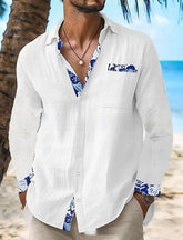 Men's Casual Polo Collar Long Sleeve Shirt