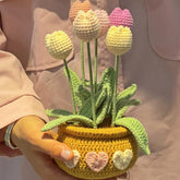 Hand Knitting DIY Tulips Small Daisy Potted Bouquet Wool Crochet Material Package