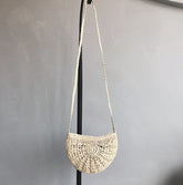 Women small Semicircle Tassel Knitting Straw bag Summer Travel Rattan Tote Knitted Hand Bag Girls Shoulder Tote Keys Coin bag