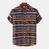 Men's Plus Size Short Sleeve Shirt Summer Loose Retro