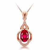 Ruby Water Drop Pendant Necklace For Women