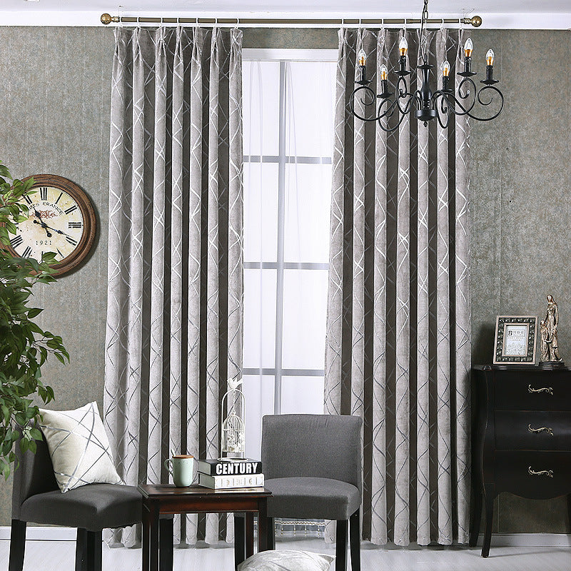 Solid Color Simple Modern Light Luxury Living Room Chenille Blackout Curtains Solid Color Simple Modern Light Luxury Living Room Chenille Blackout Curtains