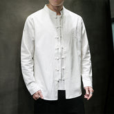 Men's Hanfu Coat Shirt with Embroidered Buckle