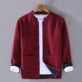 Men's Loose Velvet Thickened Cotton Linen Casual Composite Jacket