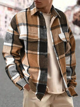 Men's flannel shirt with long sleeves made of thin brushed checkered and autumn-winter checkered