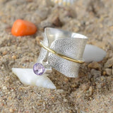 Ring Irregular Frosted Inlaid Watercolor Gem Ring