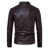 Мужское кожаное пальто, повседневная куртка с воротником-стойкой