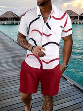 3D Printed Coconut Palm Print Short Sleeve Shorts Suit