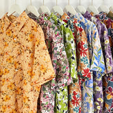 Рубашка с принтом в стиле ретро, короткий рукав, свободный дизайн