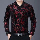 Men's Long Sleeve Jacquard Pleated Shirt