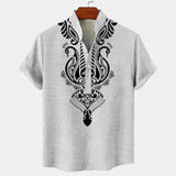 Men's Shirt Digital 3D Printing Linen Short Sleeve
