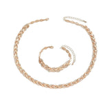 Women's Personality Affordable Luxury Willow Leaf Diamond Bracelet Necklace