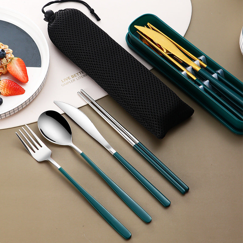 304 Dinnerware Set Flatware Kitchen Accessories Camping Travel Sets Gold Knife Fork Spoon Portable Cutlery Sets With Case 304 Dinnerware Set Flatware Kitchen Accessories Camping Travel Sets Gold Knife Fork Spoon Portable Cutlery Sets With Case
