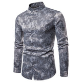Men's New Cashew Flower High-end Lapel Long-sleeved Shirt