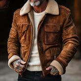 Men's Shearling Jacket with Zip Up Lapel