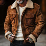 Men's Shearling Jacket with Zip Up Lapel