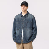 Амрико Casual Retro Long остин ҷомаи Denim