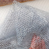 Large Mesh Diamond Shape Mesh Fabric With Golden Silver Filigree
