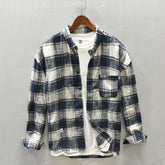 Striped Plaid Long Sleeve Shirt for Spring Autumn Men Casual