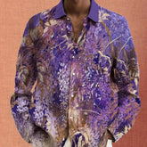 Мужская повседневная рубашка с длинным рукавом и лацканами с 3D-принтом