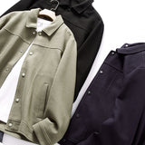 Мужская трикотажная вафельная повседневная куртка с воротником-поло