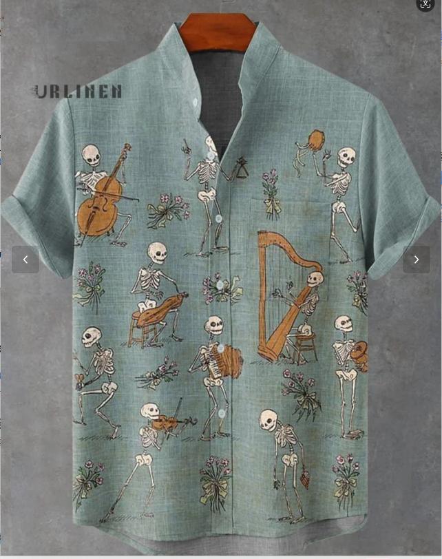 Abstract Pattern 3D Digital Printing Loose Trendy Short Sleeve Stand Collar Cardigan Shirt Abstract Pattern 3D Digital Printing Loose Trendy Short Sleeve Stand Collar Cardigan Shirt