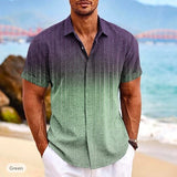 3D Gradient Print Short Sleeve Shirt Summer