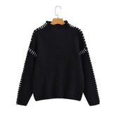 Women's Fashion All-match Casual Simple Style Stitching Sweater