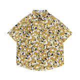 Рубашка с принтом в стиле ретро, короткий рукав, свободный дизайн