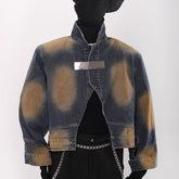 Винтажная цветная металлическая рабочая джинсовая куртка короткая куртка