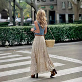 A- Line Crochet Lace Patchwork Knitting Skirt For Women