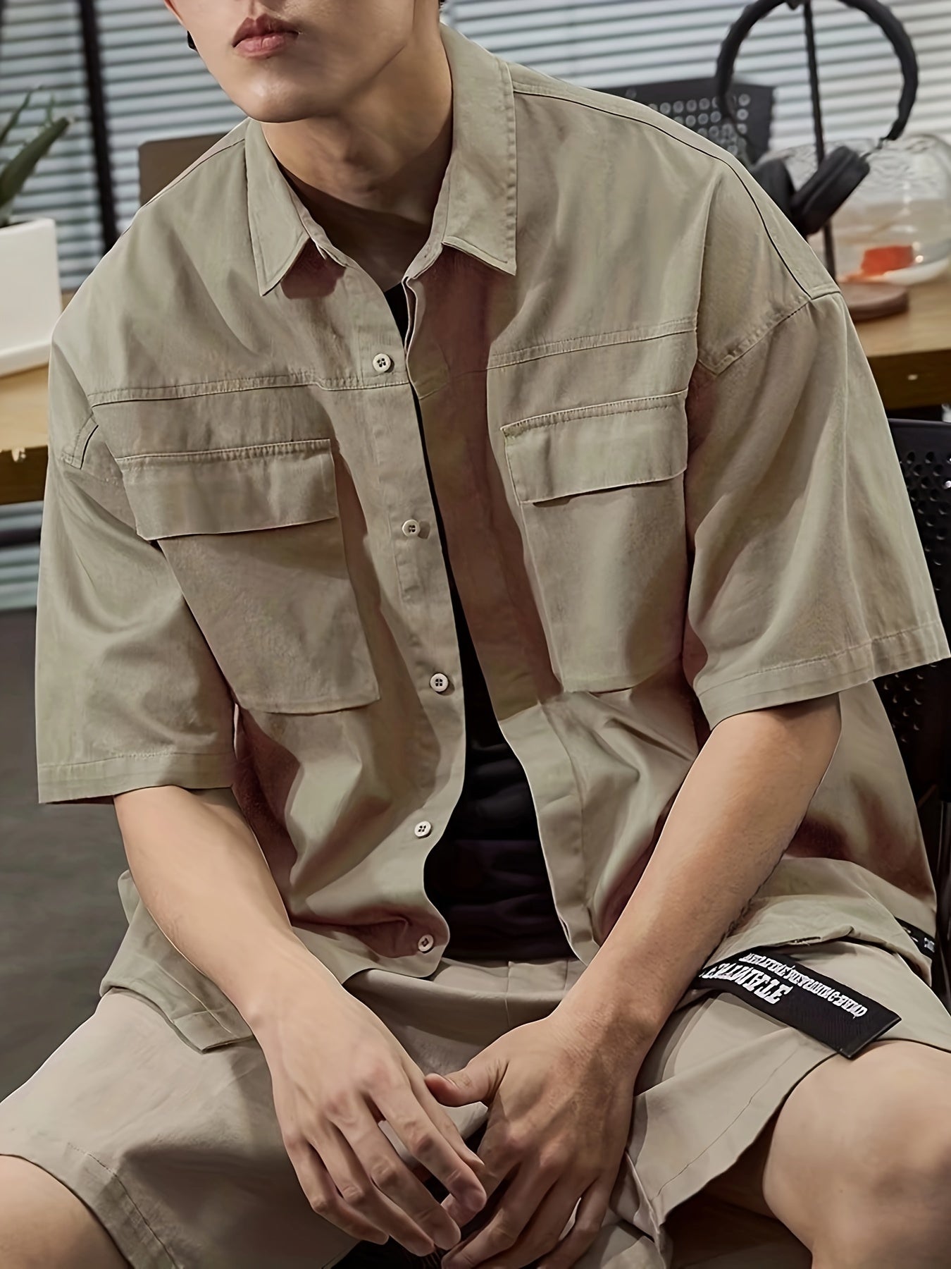 Men's Casual Shirt, Workwear Short Sleeve Simple Solid Color Fashion Loose Top Men's Casual Shirt, Workwear Short Sleeve Simple Solid Color Fashion Loose Top