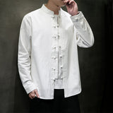 Men's Hanfu Coat Shirt with Embroidered Buckle