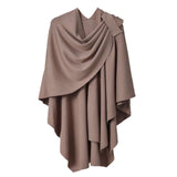 Plain plain shawl with side belt, knitted shoulder strap