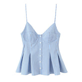Single-breasted Wide Pleated Skirt Hem Slim Short Women's Vest